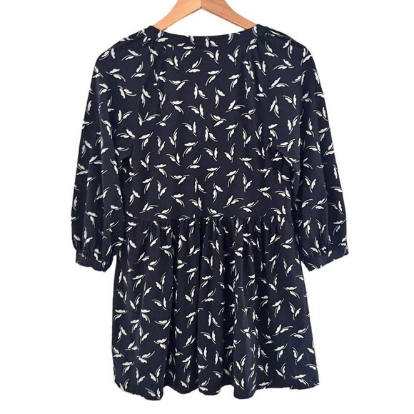 Anthropologie Maeve Winona Babydoll Tunic Top Black White Cotton 3/4 Sleeve Sz S - Picture 3 of 14